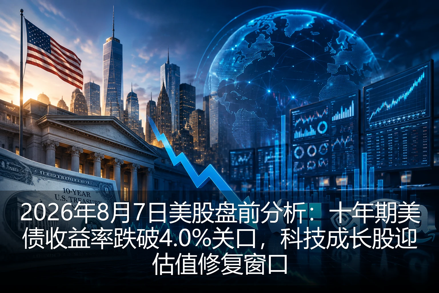2026年8月7日美股盘前分析：十年期美债收益率跌破4.0%关口，科技成长股迎估值修复窗口
